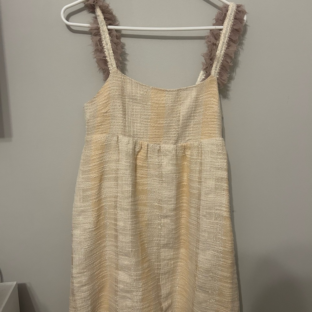 Elegant Cream and Tan Kids Dress